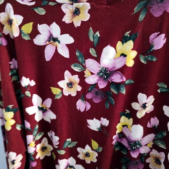 Eye Candy Burgundy Floral Dress 3X – Boho, Feminine, Casual, Everyday Wear - Picture 6 of 6